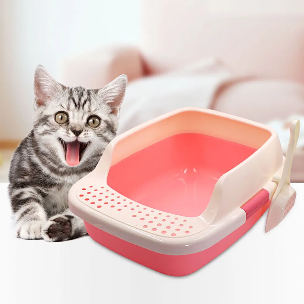 

Semi-closed Pet Cat Litter Box Sand Box Plastic Anti-Splash Reusable Cat Tray Bedpans Pet Toilet Cleaning Supplies 1pc