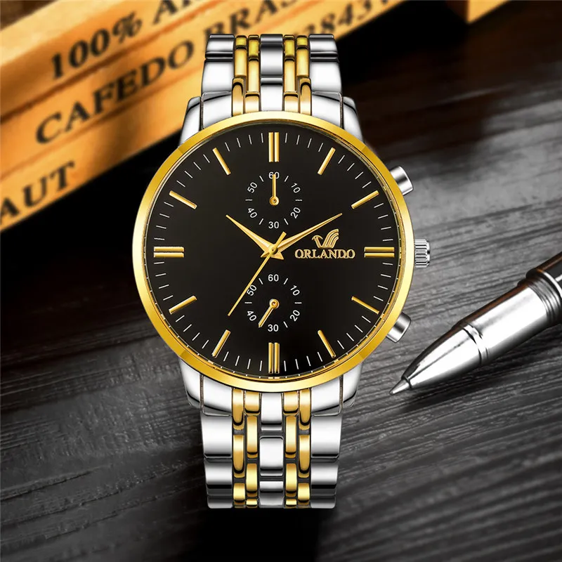 

Men Watches Top Luxury Brand ORLANDO Watch Stainless Steel Quartz Watch Man Watch relogio masculino reloj hombre erkek kol saati