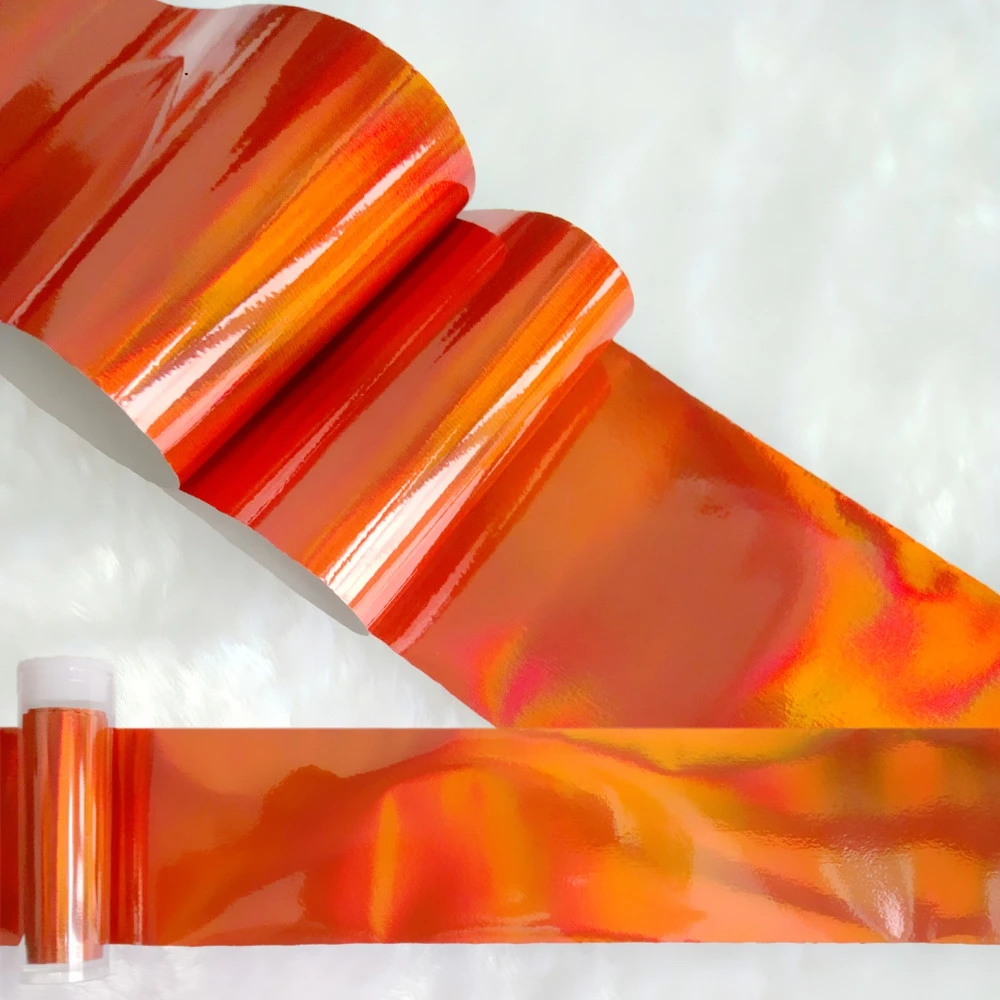 100cm Holographic Transfer Stickers For Nail Design Laser Chameleon Orange Red Nails Foils DIY Decal Tips Manicure Tool