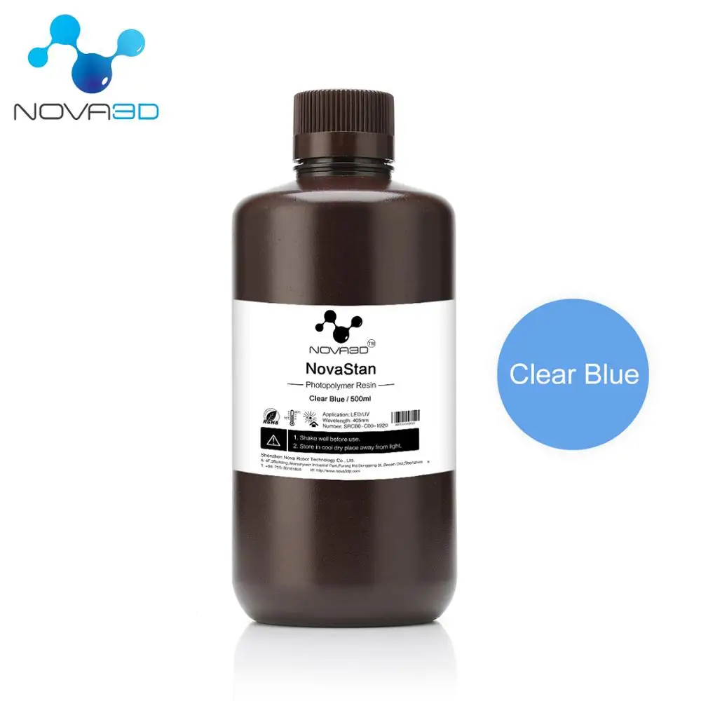 500ml Tran-Blue NOVA3D УФ Смола 3d васаб Смола 3d принтер печатный материал impresora 3d resina lcd DLP SLA УФ чувствительный жидкий фотополимер - Цвет: 500ml Tran-Blue