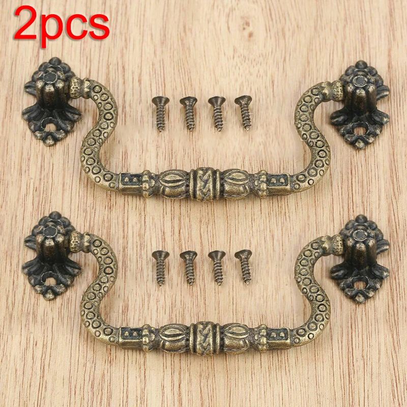 2pcs Arch Door Cabinet Pull Classy Handle Knobs Antique Bronze Vintage WardrobeScrews For Kitchen Living Room Bedroom