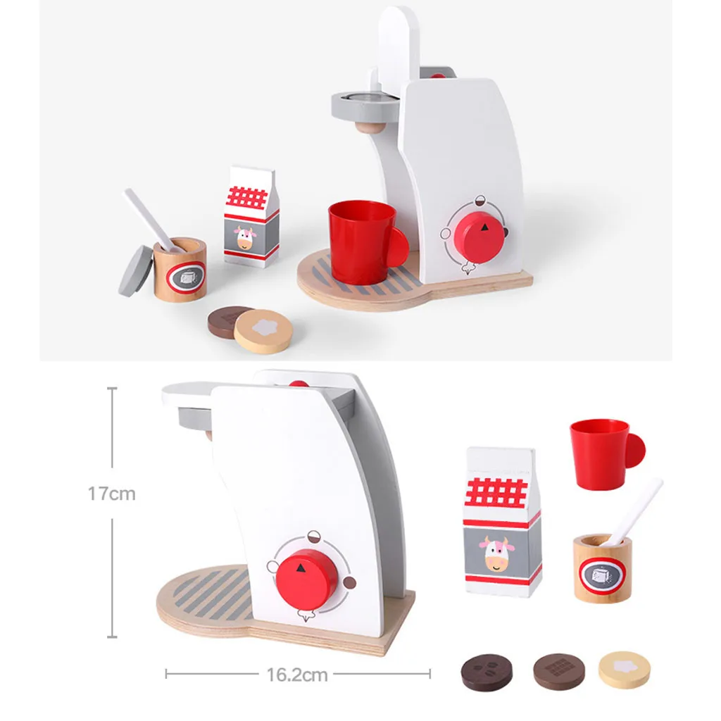 Toys For Children Play House Wooden Kitchen Toy Set Pretend Play Simulation Bread Coffee Mixer Machine Kit Game Role Toy