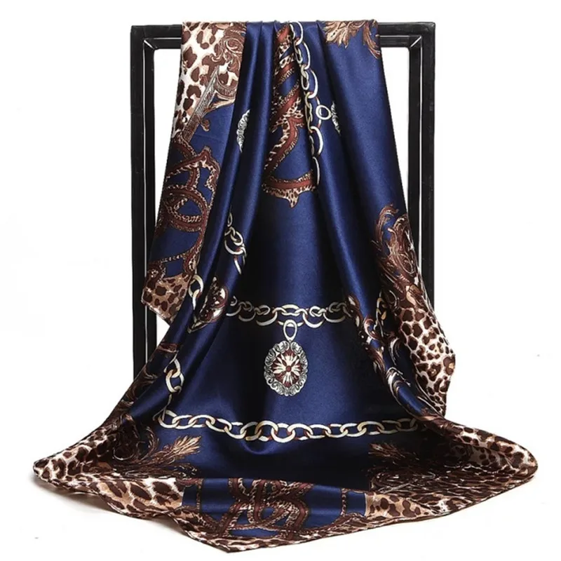 Шелковые шарфы Foulard 90*90 см квадратная голова хиджаб шарф Женский шифон шаль Бандана обертывание глушитель парео - Цвет: 56