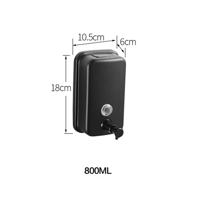 ROVOGO 500/800/1000Ml Black/Mirror Soap Dispenser Wall Mounted, Stainless Steel Bathroom Dispenser for Home Hotel Black-800