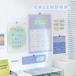 Ensemble de calendrier mural Kawaii 2022, planificateur hebdomadaire, mensuel, organisateur d'agenda, calendrier quotidien avec autocollants, papeterie fournitures de bureau 