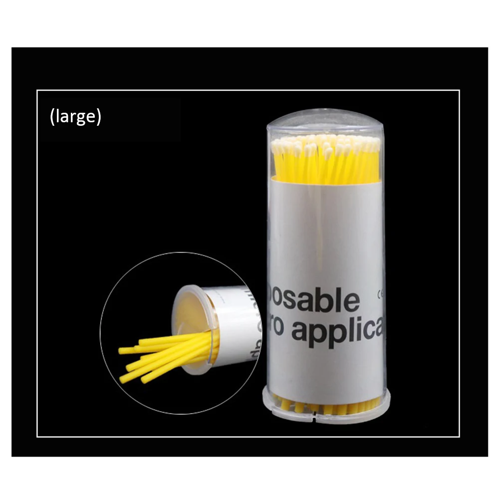02 Bright Yellow L 100 шт Горячие натуральные ресницы удаление татуировки микро набор кистей новые одноразовые красочные ватные тампоны щетка для ресниц очищающий тампон - Цвет: 02 Bright Yellow L