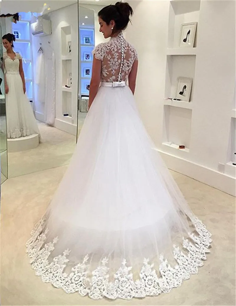 Vestido De Noiva Renda, винтажное кружевное платье принцессы, Дешевое белое платье для свадьбы, свадебное платье Casamento, платья для матери невесты