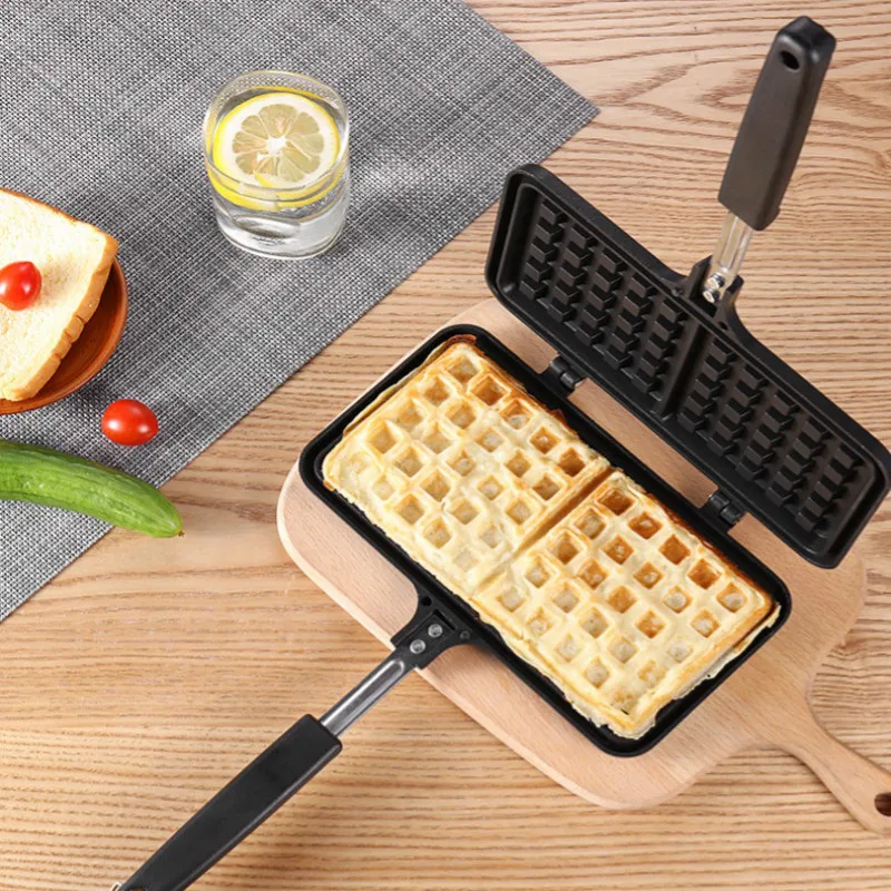  Dual Head Kitchen Gas Non-Stick Waffle Maker Pan Mould Mold Press Plate Baking Tool Bubble Egg Cake - 32970064188