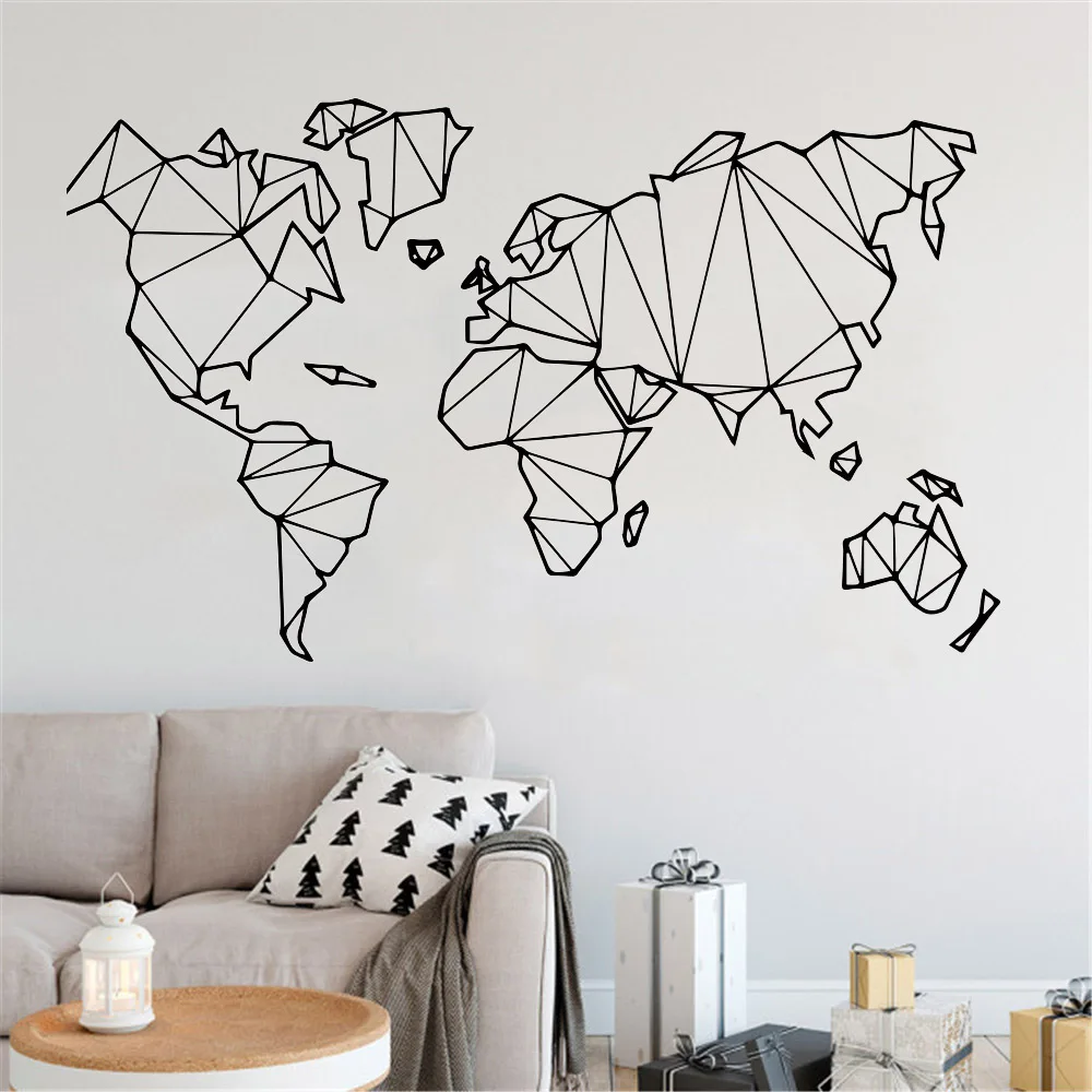 Large Size Geometric World Map Wall Sticker Vinyl Mural Removable Bedroom Decor Large Size Geometric World Map Wall Sticker Vinyl Mural Removable Bedroom Decor