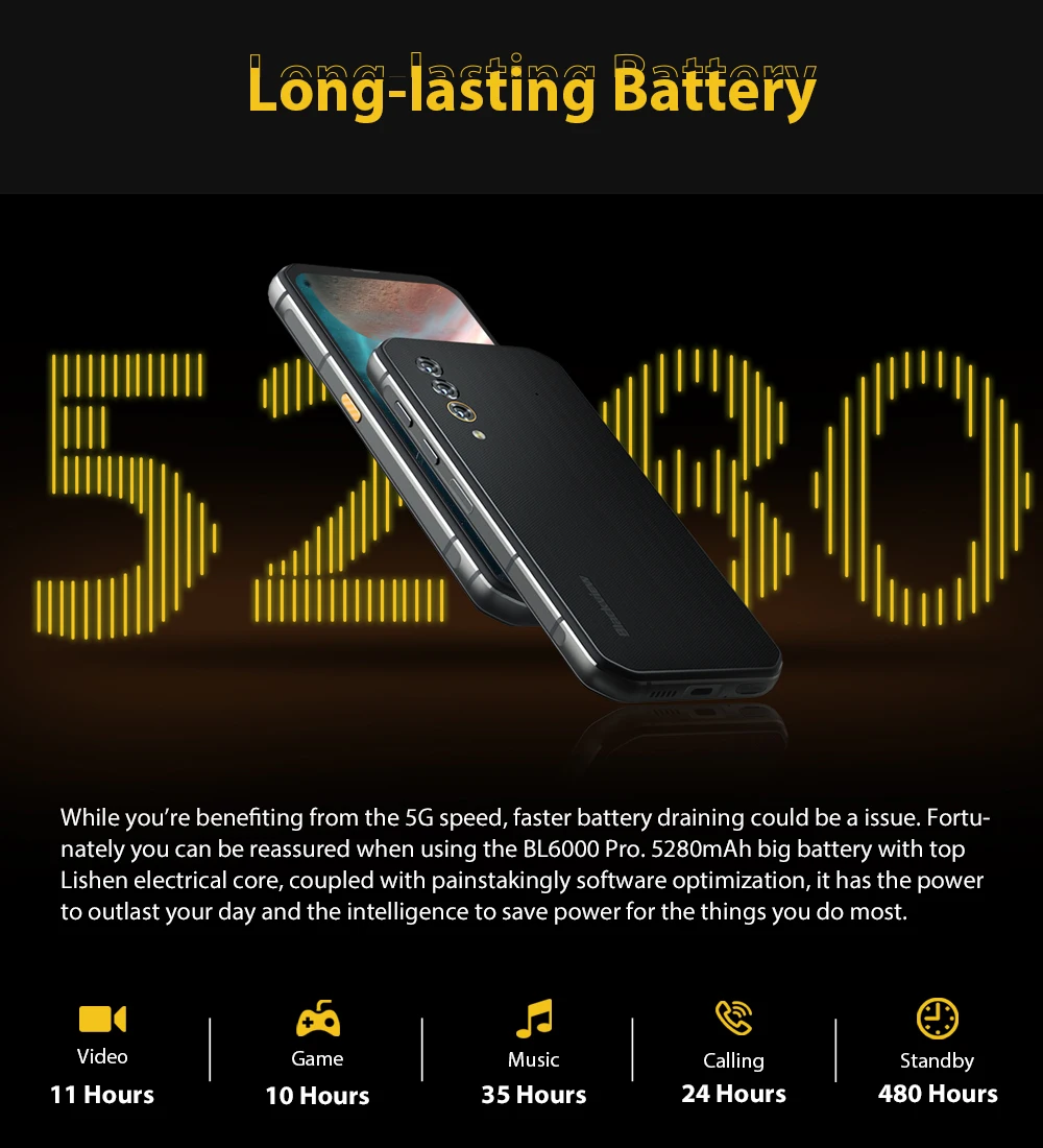 8gb ddr3 Global Version 5G Blackview BL6000 Pro Smartphone IP68 Waterproof 48MP Triple Camera 8GB RAM 256GB ROM 6.36 Inch Mobile Phones ddr4 ram