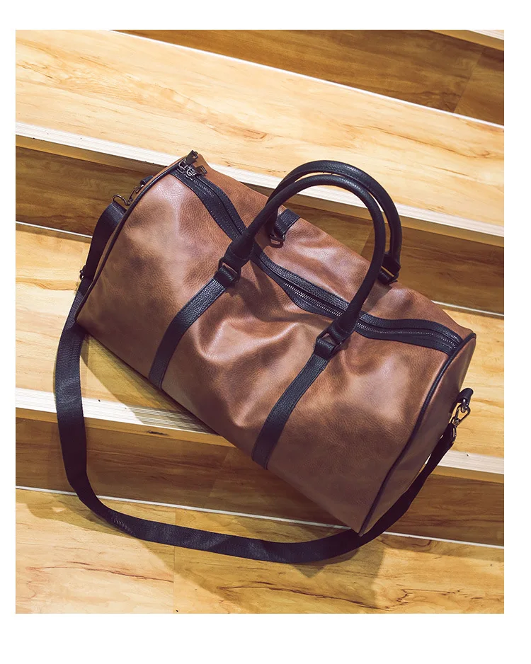 New Pu Leather Portable Travel Bags for Men and Women Large Capacity Leisure Simple Luggage Travel Single Shoulder Diagonal Bag