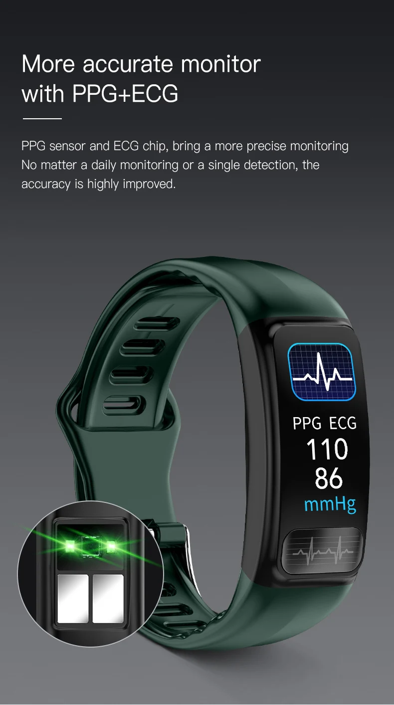 ECG P12 PPG SPO2 Inteligente Pulseira Banda