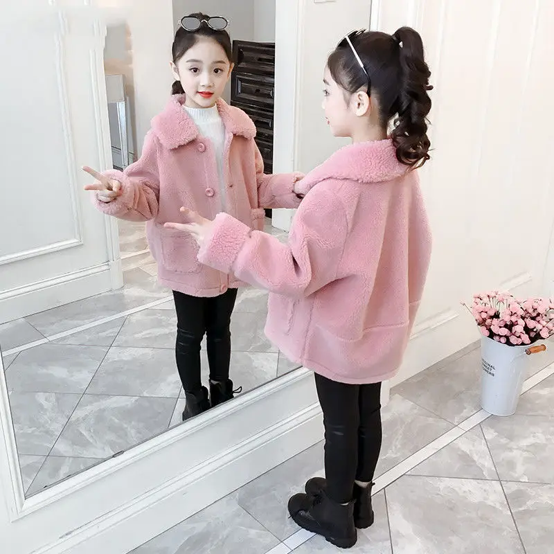 pink Куртка для маленьких девочек коллекция года, осенне-зимняя верхняя одежда для детей, одежда для девочек, пальто детские куртки модные теплые толстые хлопковые куртки 120-160 - Цвет: pink
