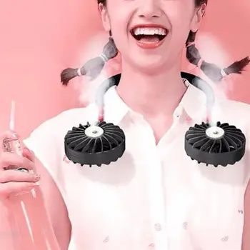 

USB Hanging Neck Fan Air Mister Humidifier Portable Hands-free Cooling Fan with Colorful Light