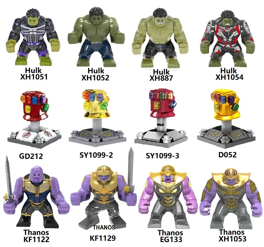 

Single Sale The Avengers 4 Endgame Building Blocks Thanos Hulk With Chromed Hand Action Figures For Children Toys Gift