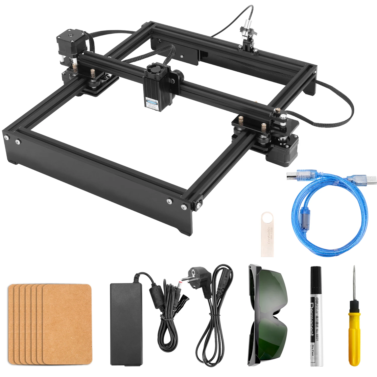 5.5W EU KKMOON Профессиональный 20 Вт Мини DIY настольный лазерный гравер резчик ЧПУ деревообрабатывающий станок лазерная гравировка резьба машина - Цвет: 5.5W EU