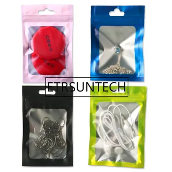 

2000pcs/lot Aluminum Foil Plastic Self seal Pouch With Window Flat Small Package Bags With Hanging Holes