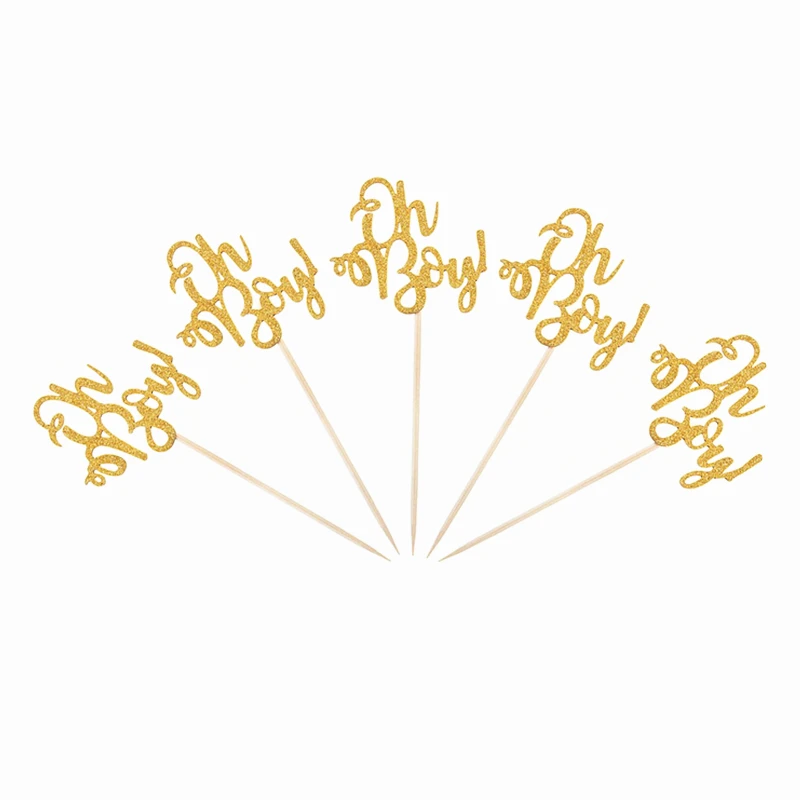 Oh boy Gold 10pcs Девичник вечерние товары для украшения торта 10 шт. золото и серебро блеск невесты быть кекс топперы свадебный душ Свадебный декор - Цвет: Oh boy Gold 10pcs