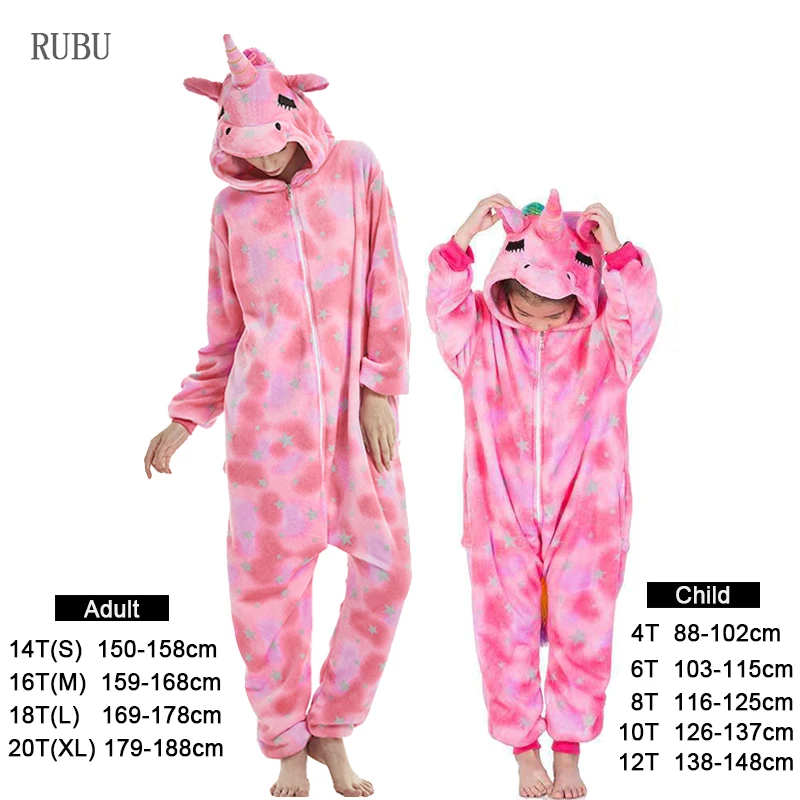 Rose star unicorn Новинка; пижама в виде единорога; зимняя Пижама для взрослых; Kigurumi Stitch Panda Licorne; Пижама для женщин; комбинезон в стиле аниме - Цвет: Rose star unicorn