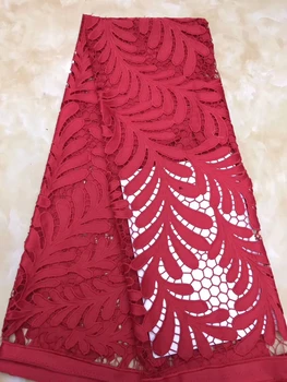 

2019 Latest African Nigerian Wedding Dress Lace Fabric Red Water Soluble Chemical Cord Lace Guipure Lace Fabric CD29791