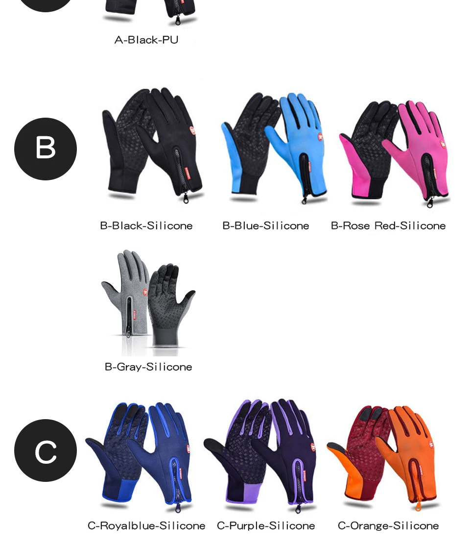 Ветрозащитные перчатки на молнии теплые водонепроницаемые перчатки мужские зимние варежки перчатки для сенсорного экрана для мужчин уличные Нескользящие перчатки G011