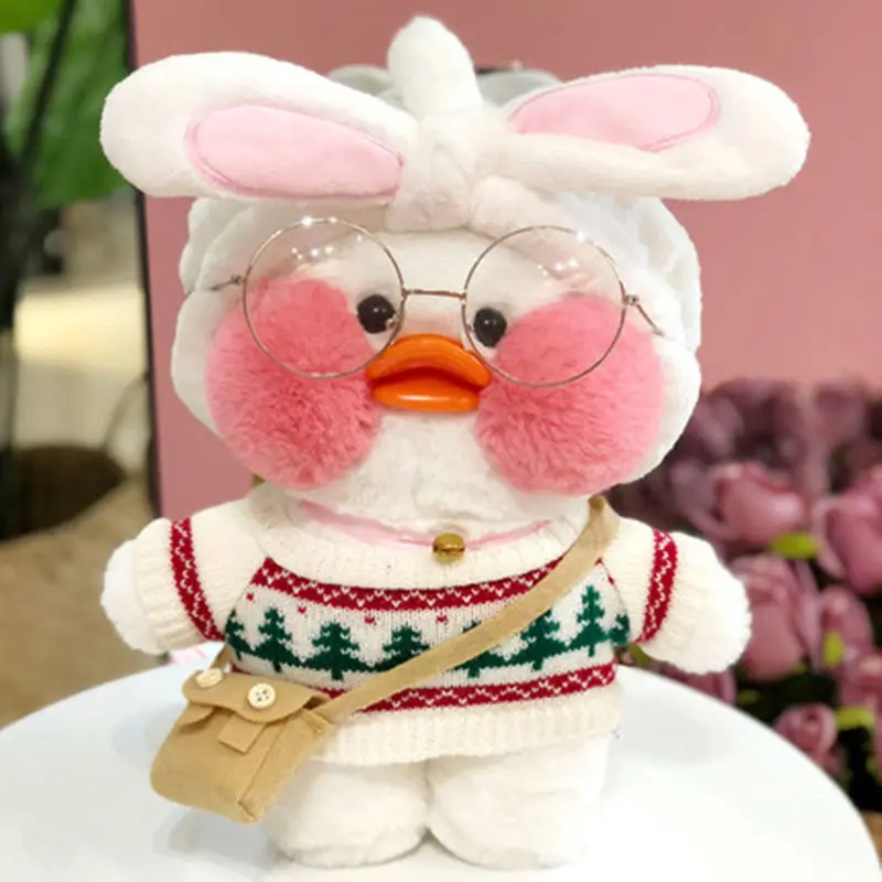 Розовая плюшевая игрушка LaLafanfan Kawaii Cafe Mimi желтая утка 30 см милая мягкая кукла