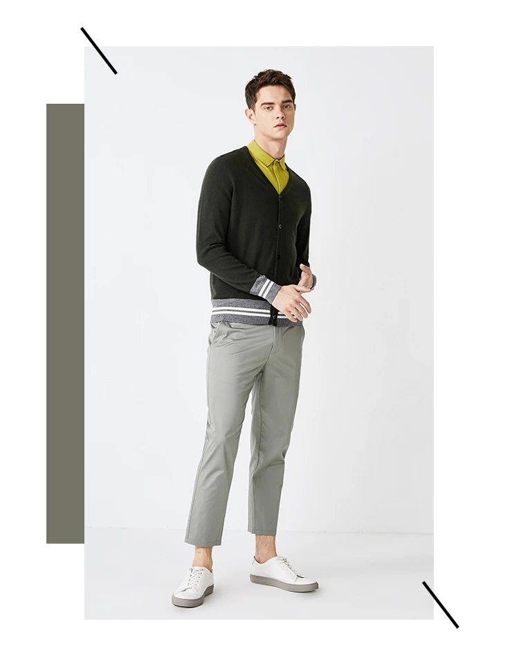 Выбранный мужской шерстяной полосатый ассорти цветов вязаный осенний кардиган свитер S | 419324520