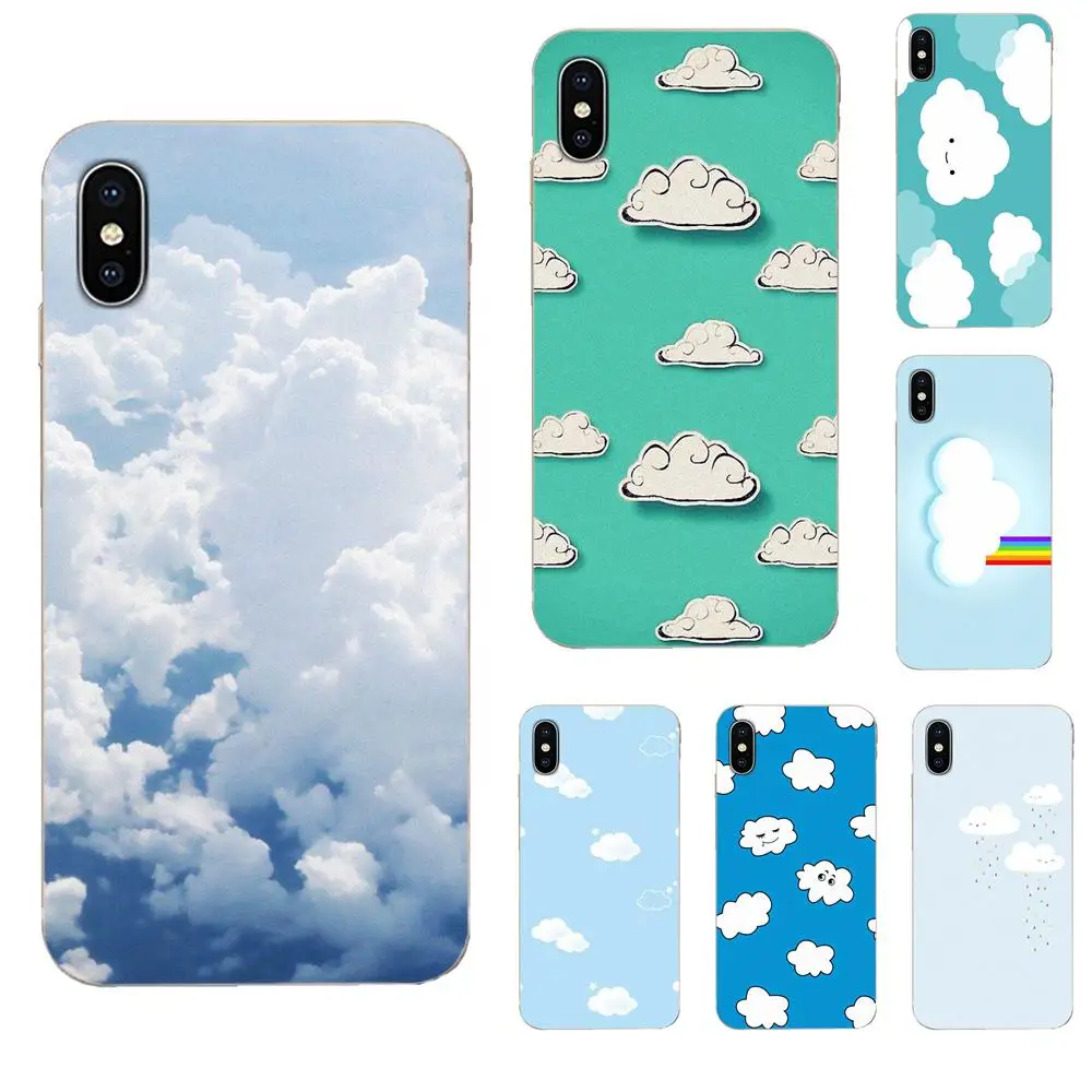 Милый мультяшный чехол с белыми облаками для Apple iPhone 4 4S 5 5C 5S SE 6 6S 7 8 11 Plus Pro X XS Max XR |
