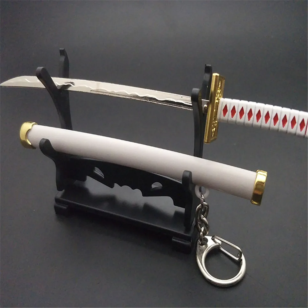 Eight Color Roronoa Zoro Sword Keychain Women Men Anime Knife Scabbard Sabre Snow Knife Key Chain Katana One Piece 15cm Q-053 anime keychain key chains mini sword keychain