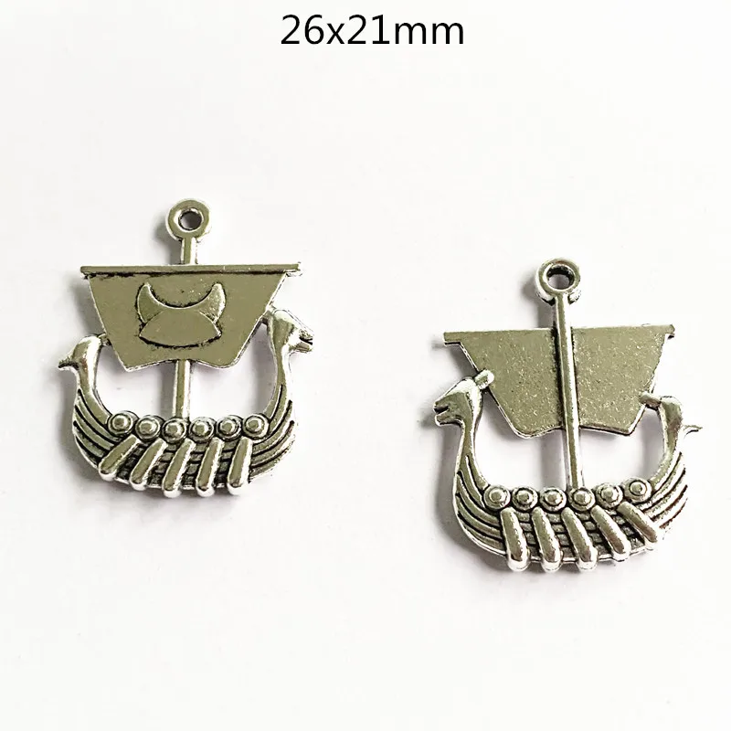 4pcs /Lot 21x26mm Viking Ship Charms Tibetan Silver Color Pendant For Making Fit DIY Jewelry Handmade Keychain Accessories Craft