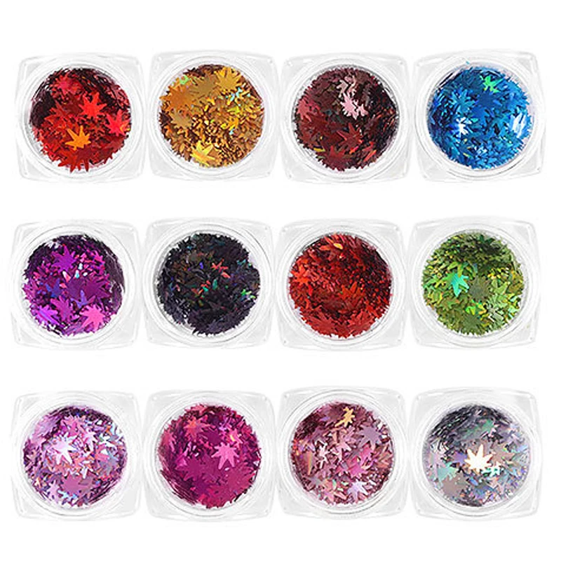setA Голографический кленовый лист форма Glitter-3mm устойчив к растворителям нетоксичный Блестящий из полиэстера для ногтей Блестящий тумблер блеск для тела - Цвет: setA