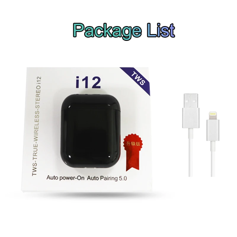 

Original New i12 TWS True Wireless Earbuds 5.0 Bluetooth Earphone Smart Touch Headphone Speaker Mic Bluetooth Headset