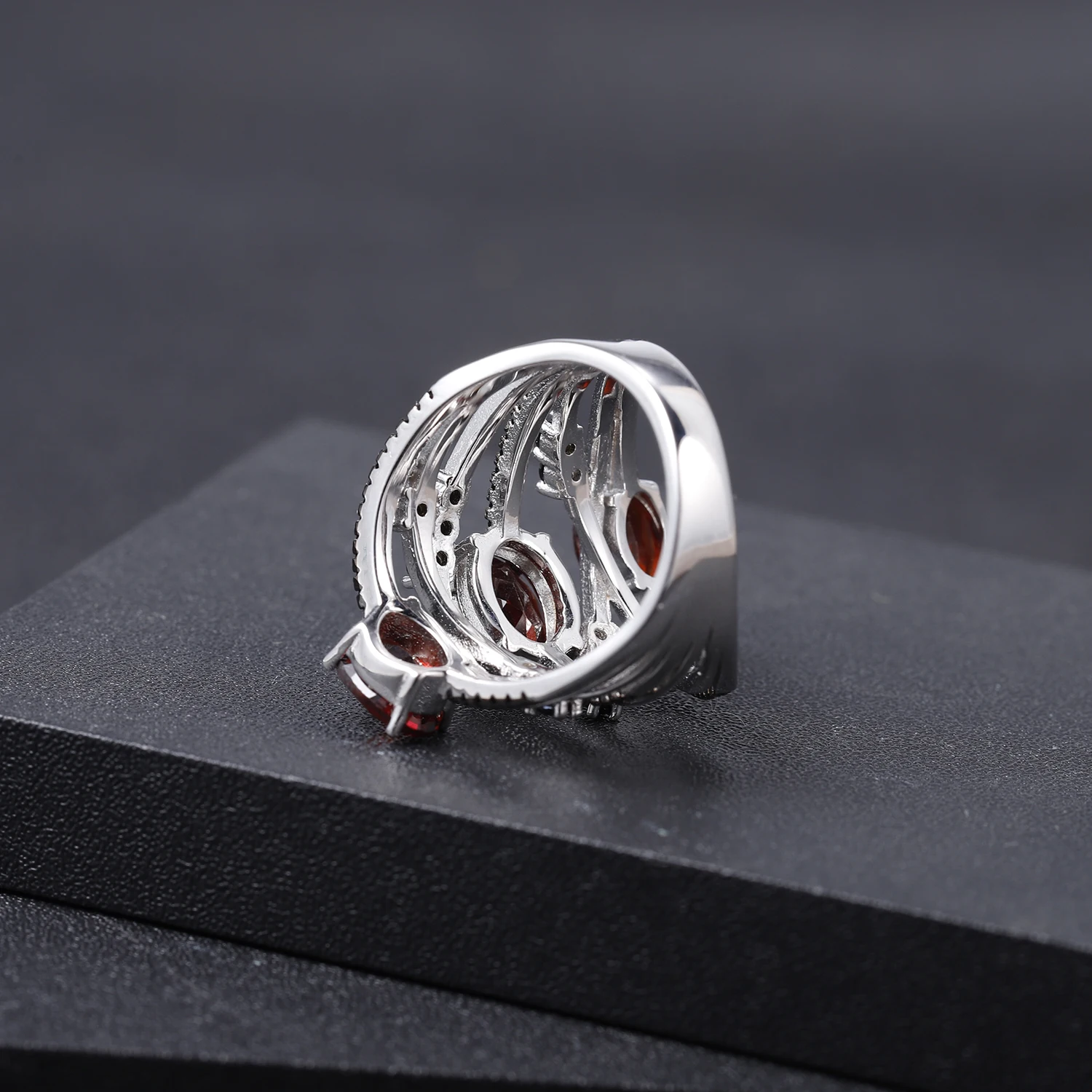 GEM'S балетное 925 пробы Серебряное штабелируемое юбилейное кольцо 4.0Ct натуральный красный гранат камень кольца для женщин хорошее ювелирное изделие