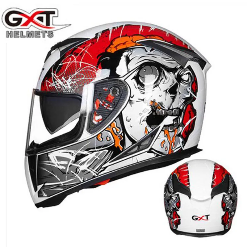 Рыцарь Защитная GXT Полный мотоциклетный шлем G358 двойные линзы мотоциклетные шлемы из абс пластиковый козырек объектив