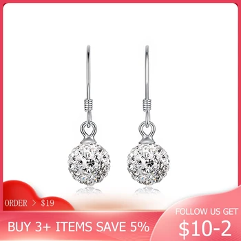 

CodeMonkey Authentic 925 Sterling Silver Zircon Crystal Ball Drop Earrings For Women Making Wedding Fashion Jewelry Gift E1061