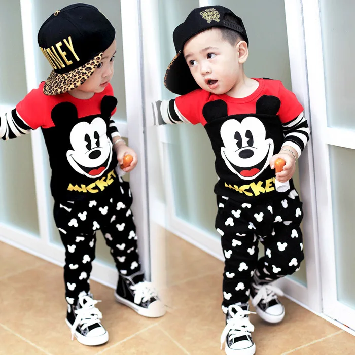 - Disney/Одежда для маленьких мальчиков; комплекты детской одежды с Микки Маусом; одежда для маленьких девочек; модные наряды с героями мультфильмов; весенняя одежда для новорожденных - Цвет: -