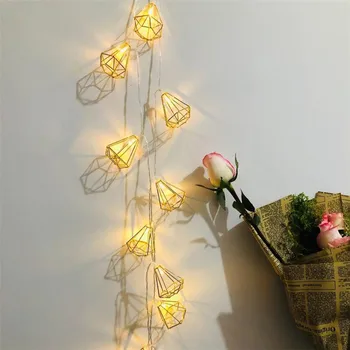 

1.5/3M 10/20LED Copper Wire LED String Light Iron Geometric hexagons Operated For Wedding Home Decor