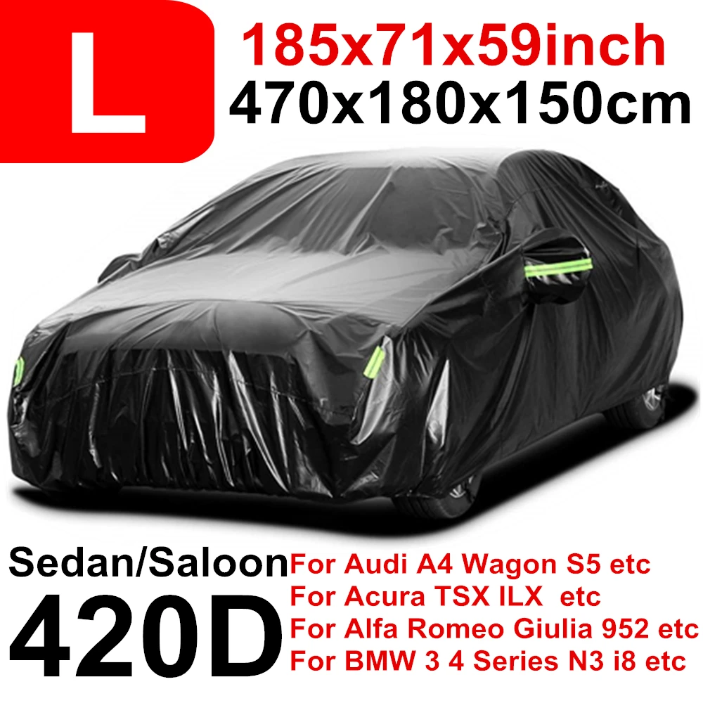 

470cm 185inch 420D Rain Proof Waterproof Car Covers Sedan Saloon Protector Sun UV Snow Dust For Audi A4 BMW 3 4 Series N3 Benz
