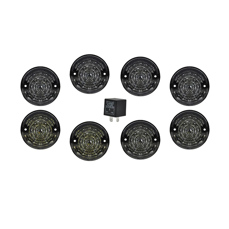 

8PCs/Kit Smoke for Land Rover 90/110 83-90 Defender 90-16 Led Upgrade Kit Lamp Replace Front Rear Indicator Tail Stop Position