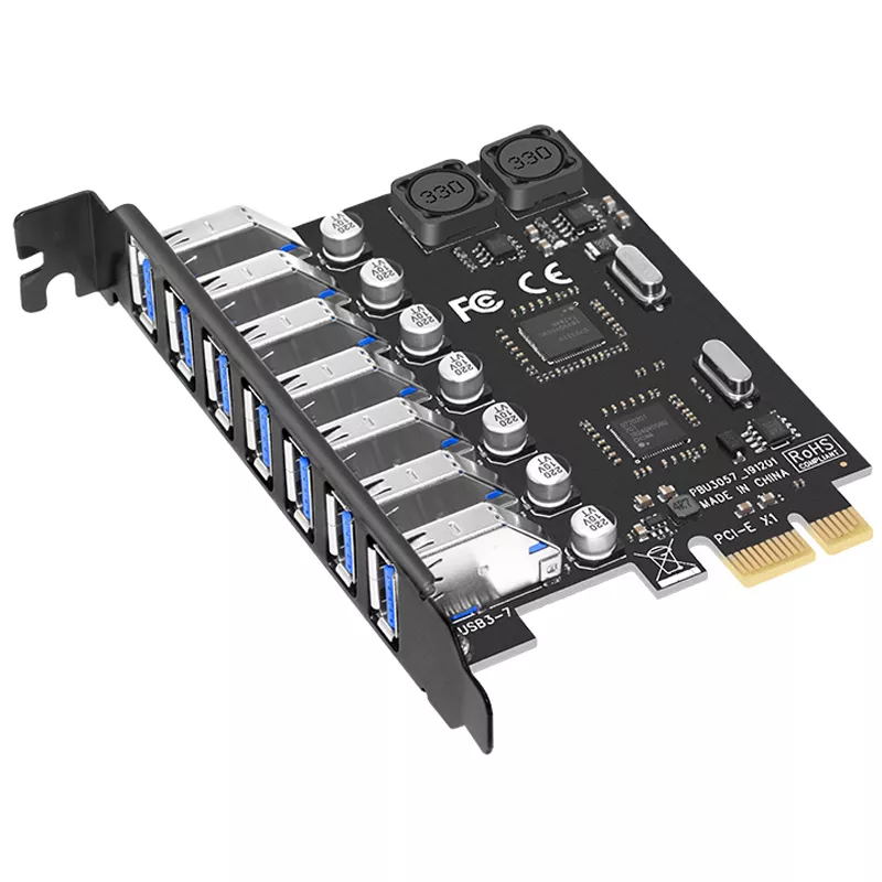 forsætlig repræsentant Flad Usb 3.0 Pci-e Expansion Card Adapter 7 Ports Usb 3.0 Hub Adapter External  Controller Pci-e Extender Pci Express Card For Desktop - Add On Cards &  Controller Panels - AliExpress