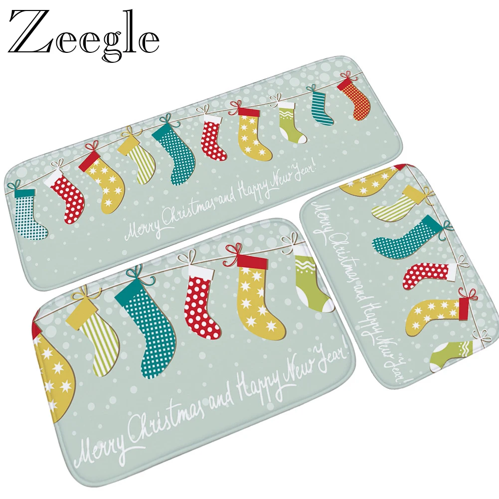 Zeegle напольный дверной коврик, фланелевый ковер для гостиной, добро пожаловать, походный матрац, нескользящий коврик на кухню, счастливый новогодний Коврик для прихожей