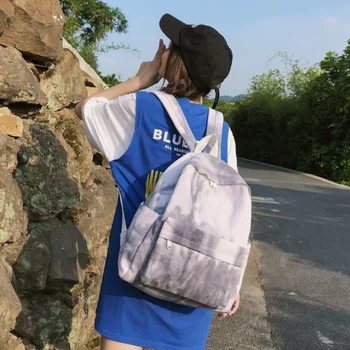 

Women's backpack schoolbag 2020 Korean version new large capacity backpack college style dye art canvas student schoolbag