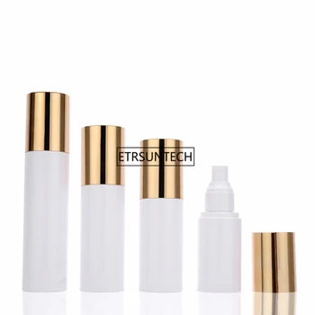 

50pcs 150ml White Empty Plastic Spray Bottles Pump Emulsion Refillable Bottle With Gold Silver Cap F3544