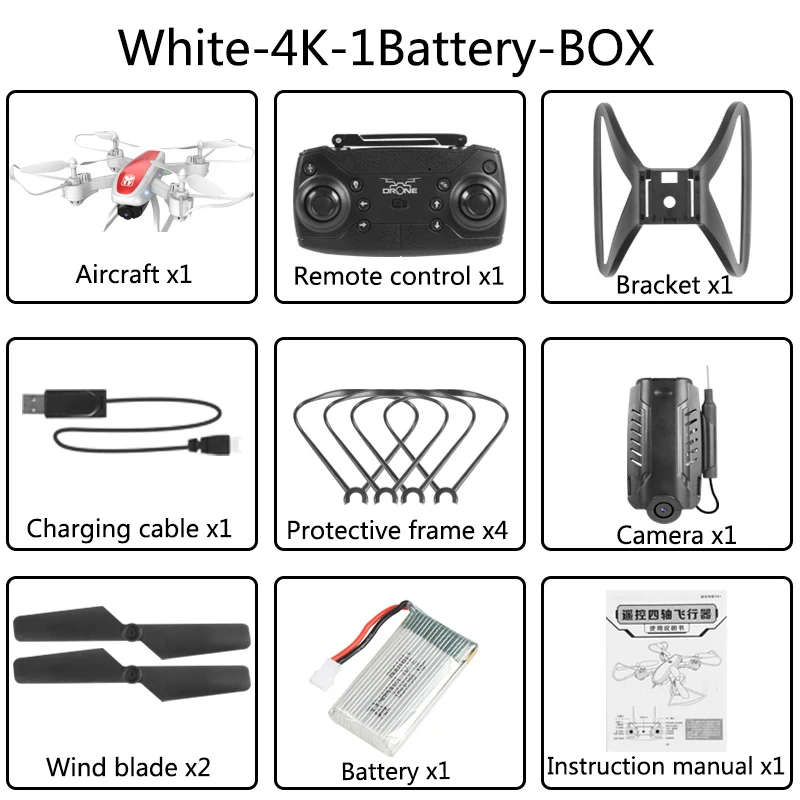 XKJ Дрон KY909 Радиоуправляемый Дрон с 4K HD камерой оптическое положение потока парение воздушный Квадрокоптер Wi-Fi FPV жесты фото Дрон - Цвет: White 4K 1B