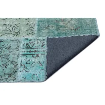 

Handmade Green Vintage Overdyed Patchwork Area Rug 160x230 Cm-5'3''X7'7''