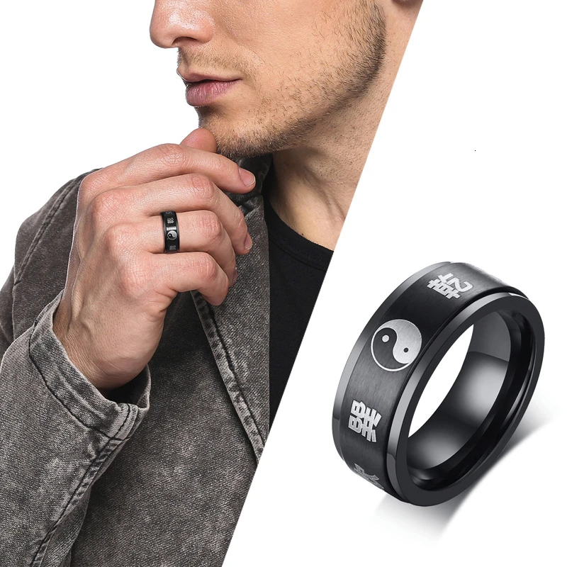 

SPIN RING FOR MEN STAINLESS STEEL MEDITATION YOGA SPINNER SPINNING RING