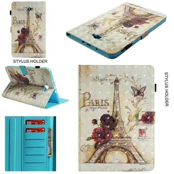 

For Samsung Galaxy Tab A A6 10.1 T580 T585 SM-T580 T580N Tablet Case Eiffel Tower Bear Painted PU Leather TAb A6 SM-T580 Cover