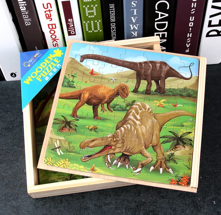 3 шт./лот деревянная головоломка динозавр 3D игрушки Детские Игры и Пазлы подарок на день рождения животные автомобиль Рождество Пазлы