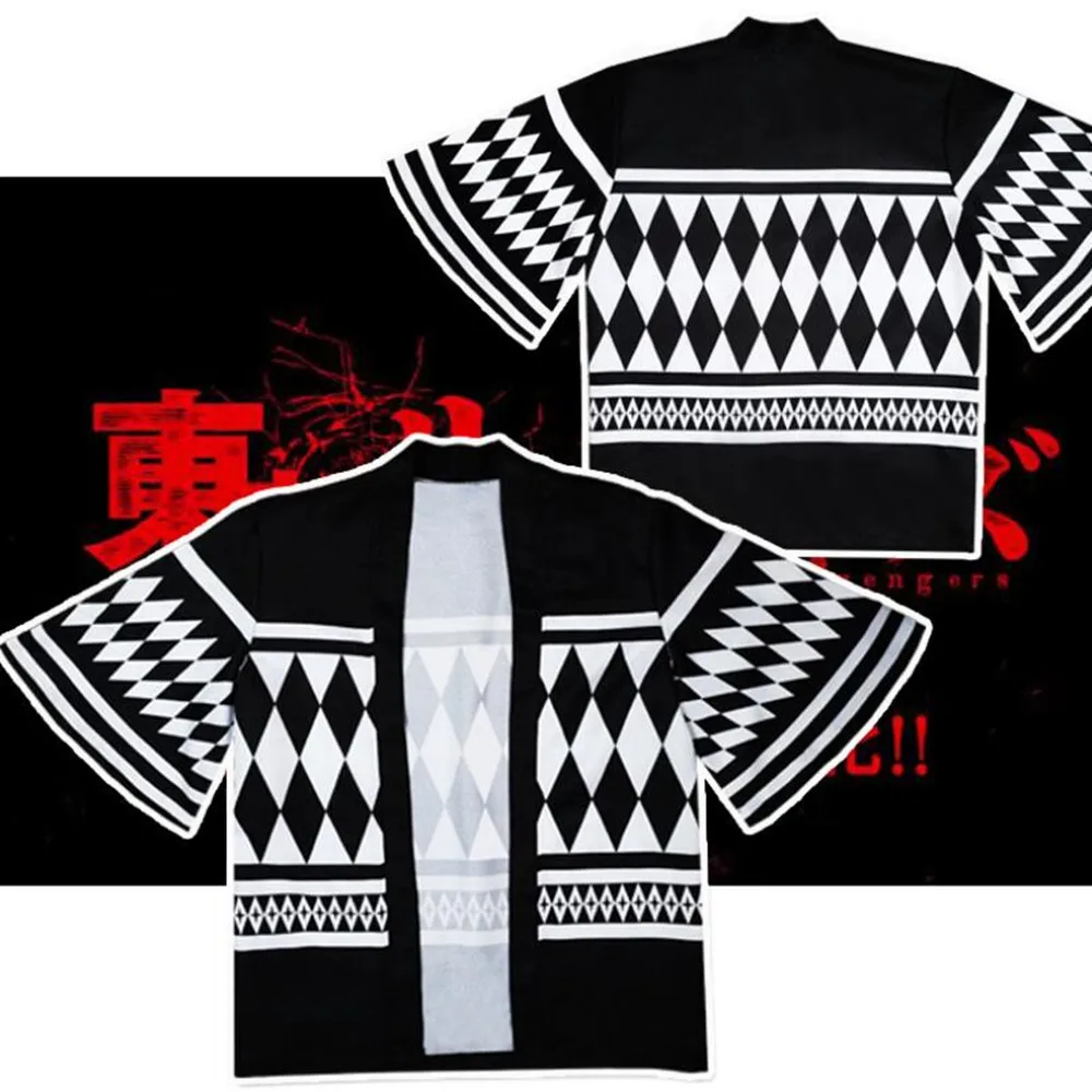 Anime Tokyo Revengers T-shirt Sano Manjirou Ken Ryuguji Haori Polyester Summer Short-sleeve Tees tops Cosplay Costume