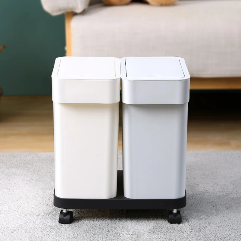 Household Cabinet Door Small Square Sorting Trash Can with Sliding Cover Plastic Waste Bin Basket Bucket Lid Home | Дом и сад